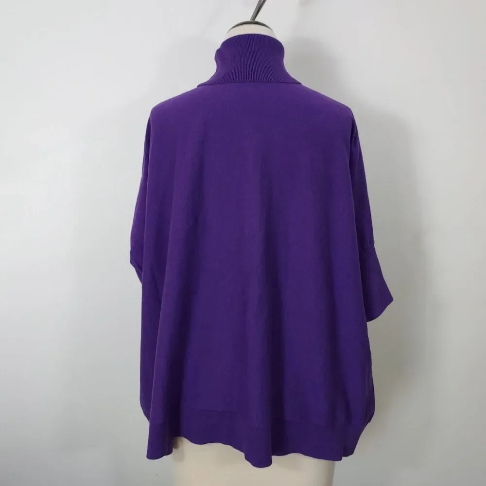 MICHAEL Michael Kors Sweater Top Boxy Oversize Turtleneck Handwarmer Women XS